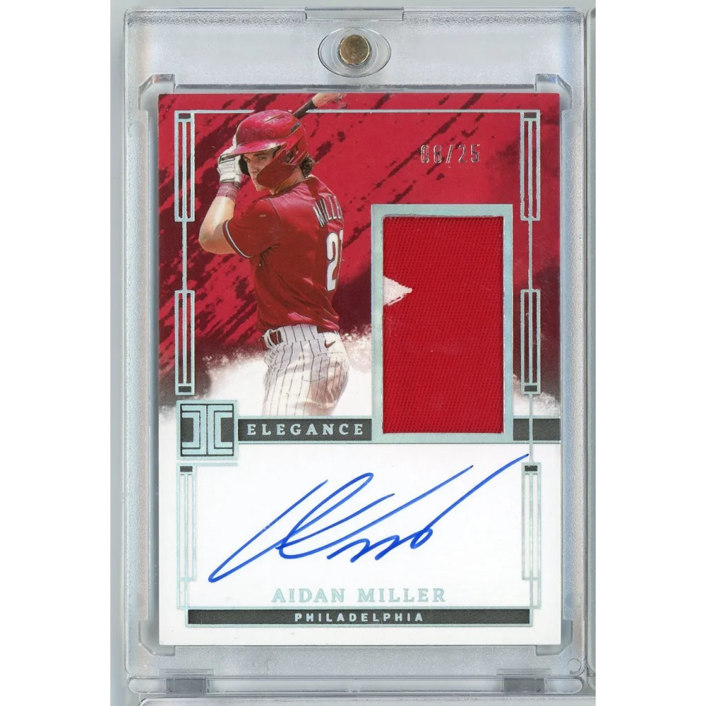2024 Panini Impeccable Aidan Miller EPJAM 25 Elegance Relic Auto Rookie RC Baseball Card | Hall of Fame Sports Memorabilia | vintageantiquesgifts.com