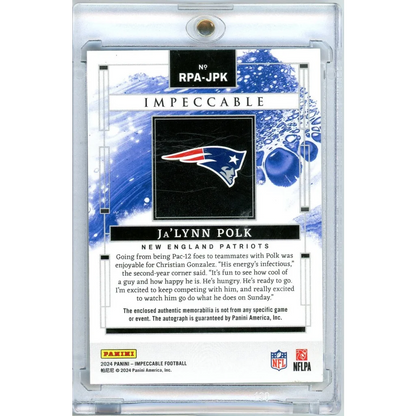 2024 Panini Impeccable Ja'Lynn Polk #RPA-JPK /99 RPA Autographed Rookie RC Football Card