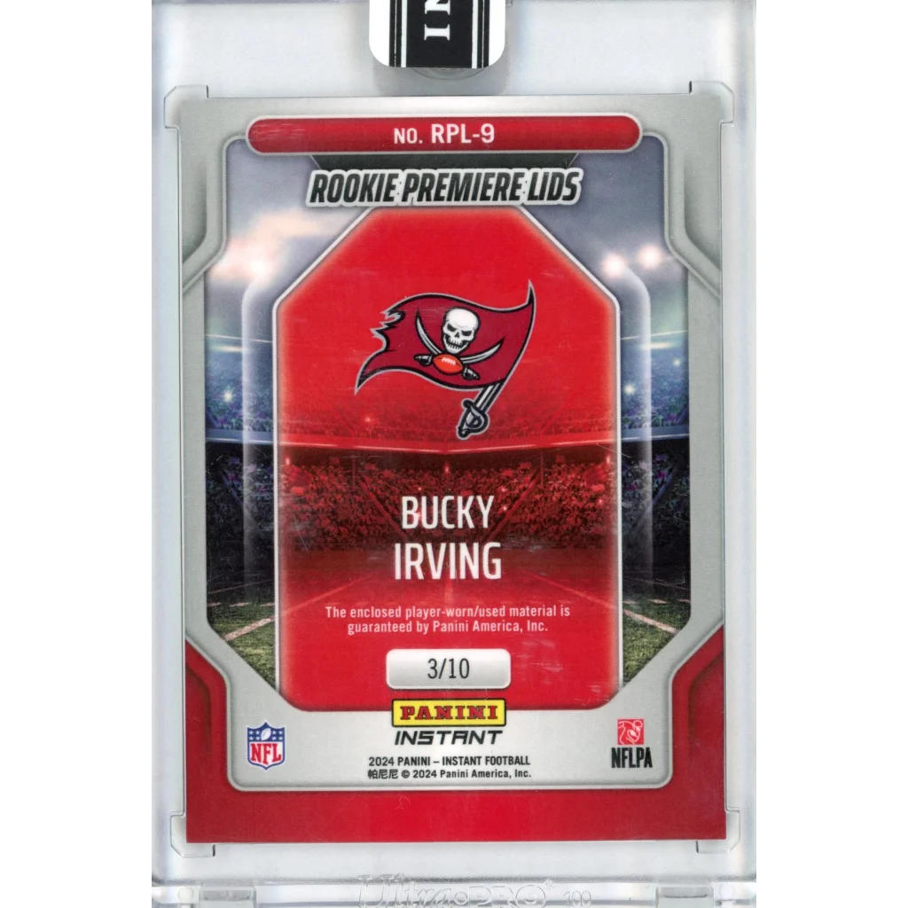 2024 Panini Instant Bucky Irving #RPL-9 Rookie Premiere Lids #/10 Rookie RC Football Card | Limited Edition /10 Rookie RC Football Card | vintageantiquesgifts.com