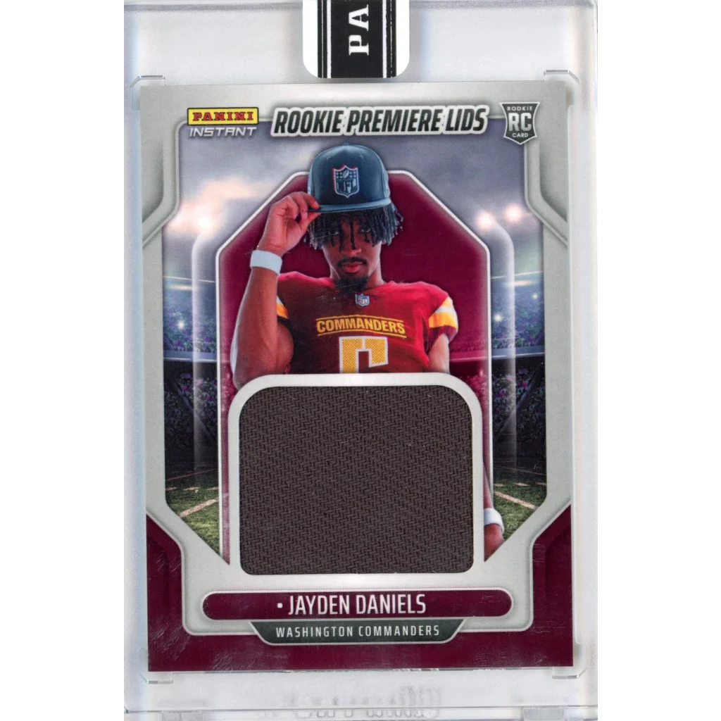 Ultra Rare Jayden Daniels Rookie Card with third party authentication and fabric swatch