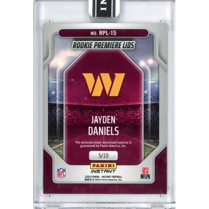 Jayden Daniels Rookie Premiere Lids football trading card with third party authentication