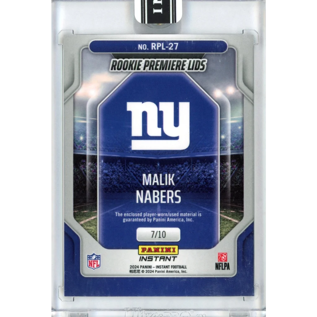 Instant Malik Nabers Panini Instant Malik rookie card 7/10 collectible football card