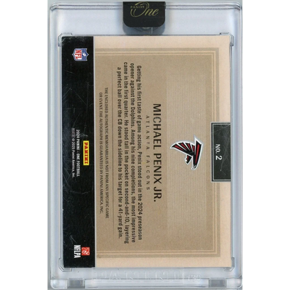 2024 Panini One Michael Penix Jr #2 /25 RPA Rookie Patch Auto Rookie RC Football Card | Certified Authentic Signed Memorabilia | vintageantiquesgifts.com