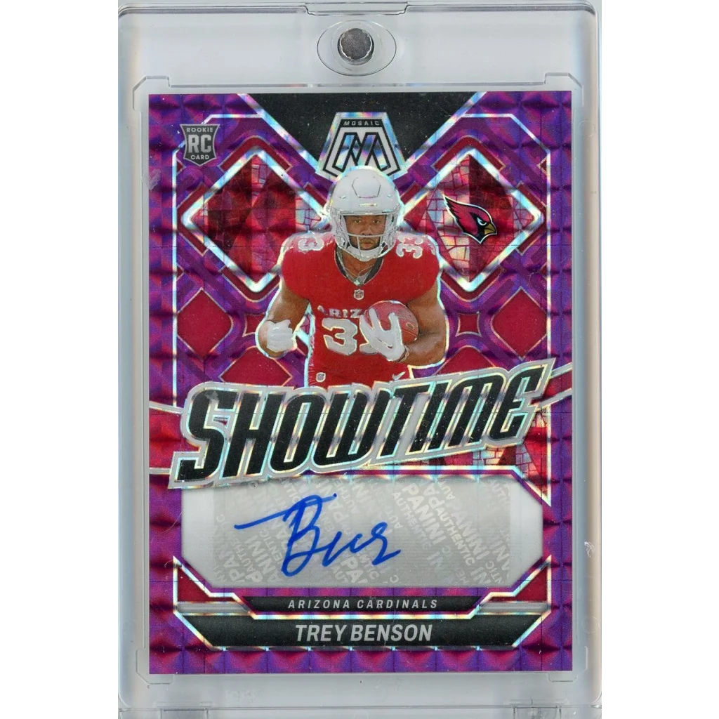 2024 Panini Mosaic Showtime Trey Benson #SS-TBN /49 Auto Rookie RC Football Card | Hall of Fame Sports Memorabilia | vintageantiquesgifts.com