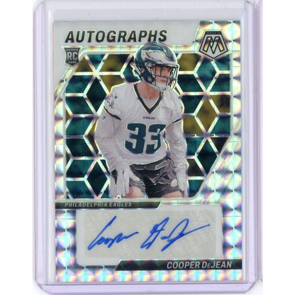 Cooper DeJean Eagles autographed football card with third party authentication for collectors