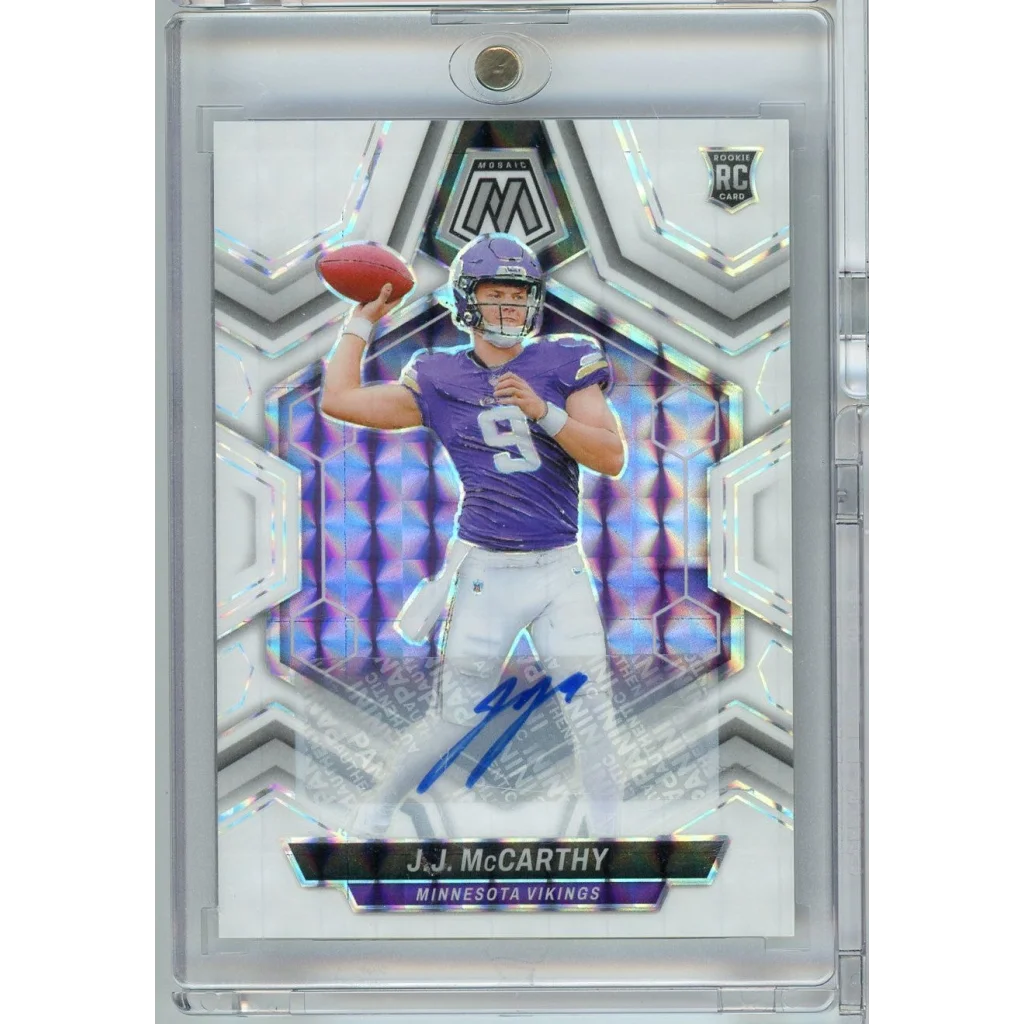 2024 Panini Mosaic White JJ McCarthy Vikings Rookie Auto Card