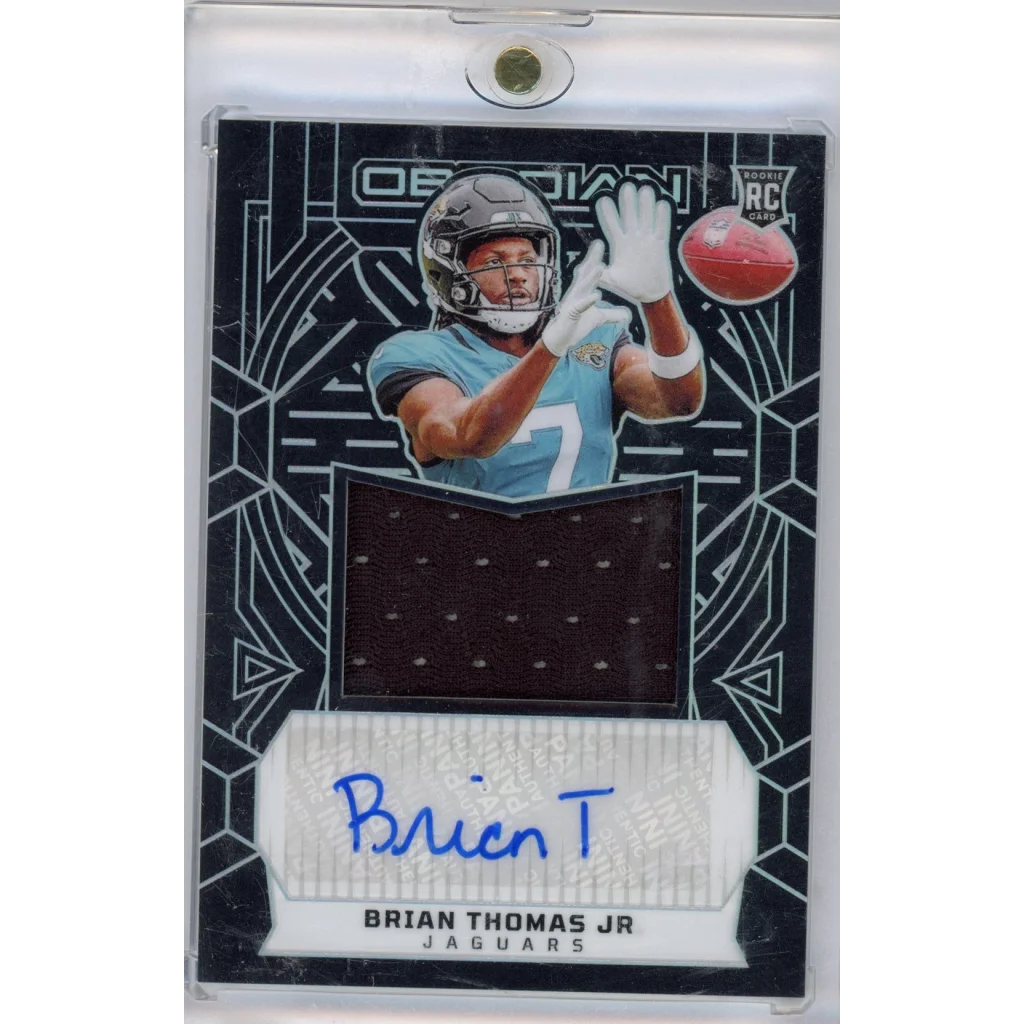 2024 Panini Obsidian Brian Thomas Jr black silver rookie patch auto /299 RC card