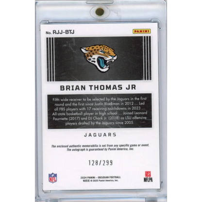 2024 Panini Obsidian Brian Thomas Jr Rookie Patch Auto /299 RC Card