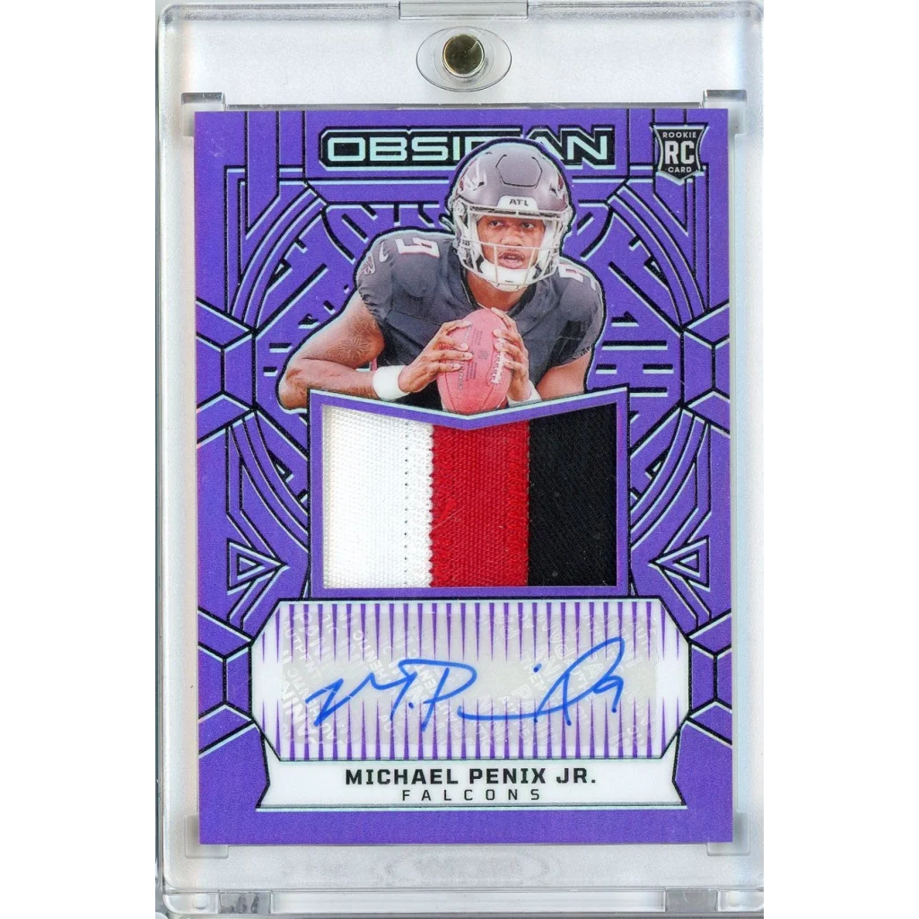 2024 Panini Obsidian Purple Auto Michael Penix Jr #RJJMPJ /49 Rookie RC Football Card | Hall of Fame Sports Memorabilia | vintageantiquesgifts.com