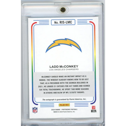 2024 Panini Photogenic Ladd McConkey #RIS-LMC Autograph Rookie RC Football Card