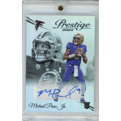 2024 Panini Prestige Michael Penix Jr #335 Xtra Points Auto Atlanta Falcons Rookie RC Football Card | Hall of Fame Sports Memorabilia | vintageantiquesgifts.com