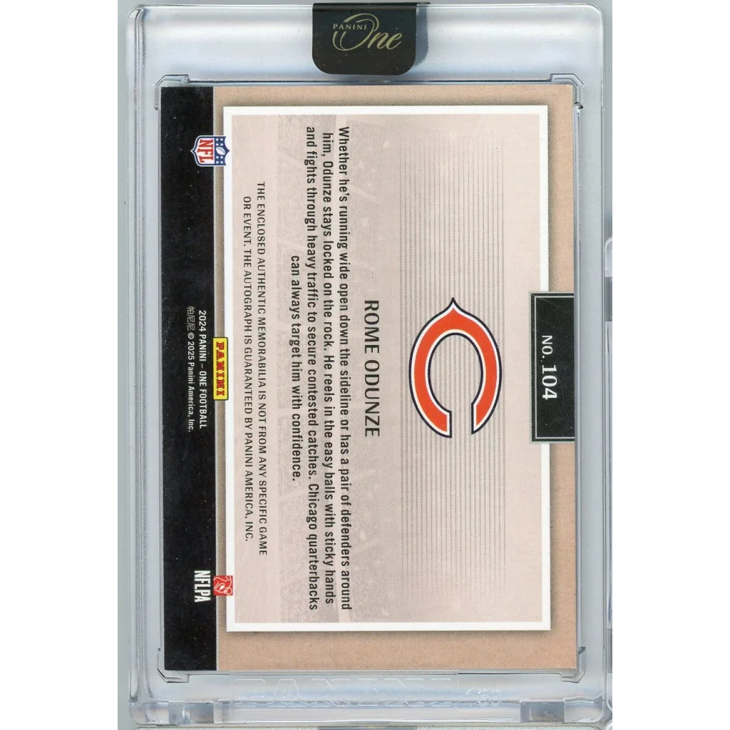2024 Panini One Rome Odunze #104 /49 Red Rookie Patch Auto Rookie RC Football Card | Certified Authentic Signed Memorabilia | vintageantiquesgifts.com