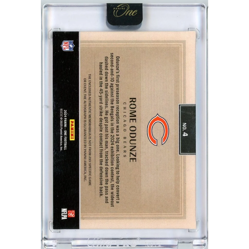 2024 Panini One Rome Odunze #4 /49 Green Rookie Patch Auto Rookie RC Football Card | Certified Authentic Signed Memorabilia | vintageantiquesgifts.com
