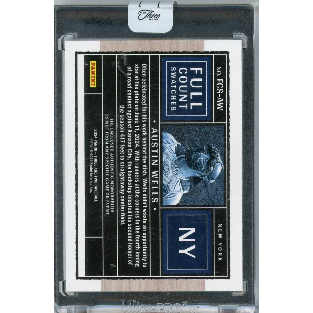 2024 Panini Three Austin Wells Mets Relic Rookie Card /10 in Sleeve