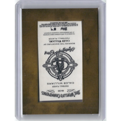 Caleb Williams signed Topps Allen Ginter football card with authentication showing autograph