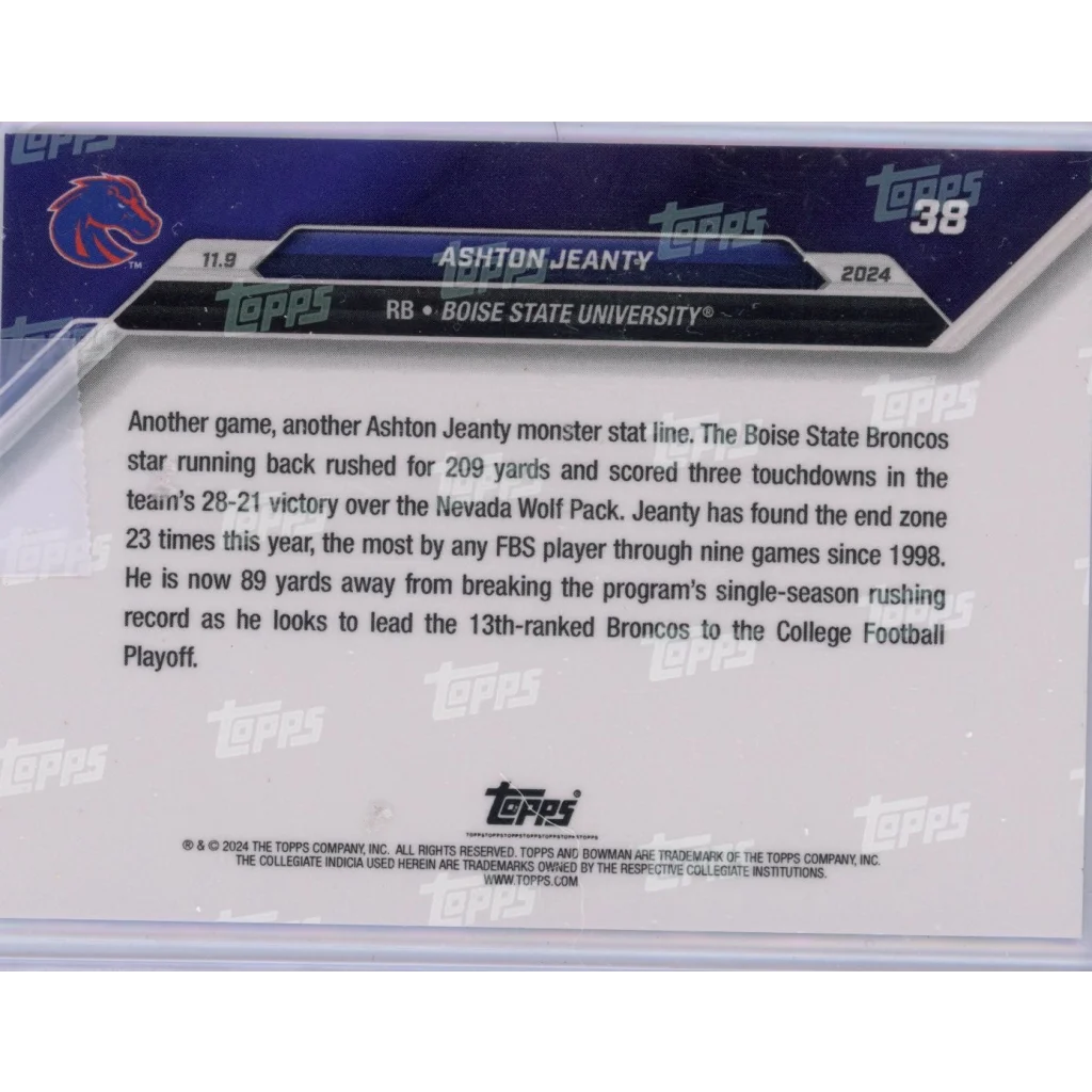 2024 Topps Bowman U Now Ashton Jeanty #38 Blue /49 Rookie Card