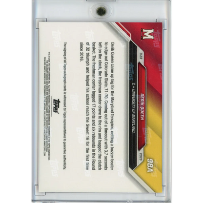 Derik Queen Topps Now Red Auto basketball card in protective sleeve for collectors