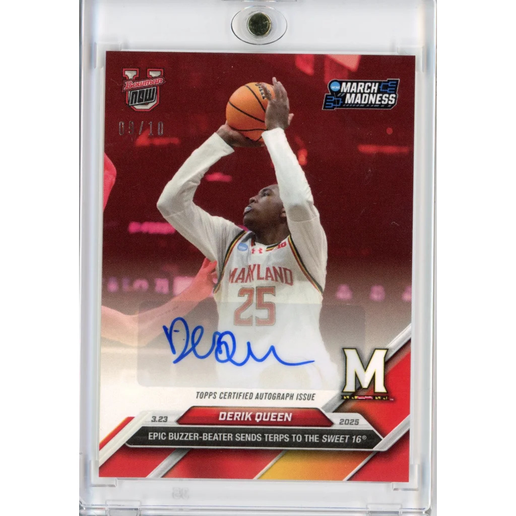 2024 Topps Bowman U Now Derik Queen #98A Red Auto /10 Rookie RC Basketball Card | Hall of Fame Sports Memorabilia | vintageantiquesgifts.com