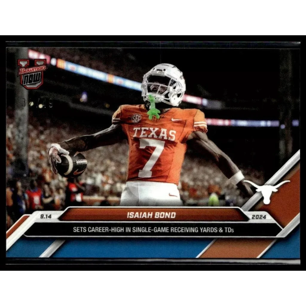 2024 Topps Bowman U Now Isaiah Bond #13 Blue #/49 Texas Longhorns Football Card | Hall of Fame Sports Memorabilia | vintageantiquesgifts.com