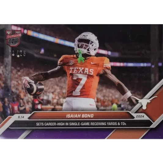 2024 Topps Bowman U Now Isaiah Bond #13 Purple #/25 Texas Longhorns Football Card | Hall of Fame Sports Memorabilia | vintageantiquesgifts.com