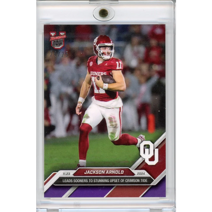 2024 Topps Bowman U Now Jackson Arnold #46 Purple #/25 Oklahoma Sooners Rookie RC Football Card | Hall of Fame Sports Memorabilia | vintageantiquesgifts.com