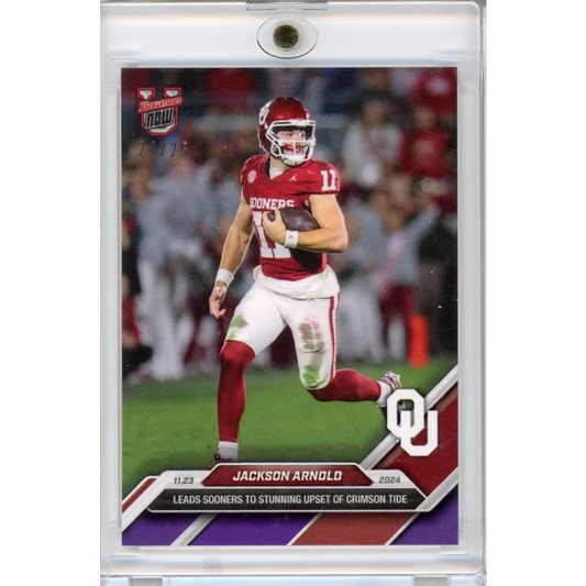 2024 Topps Bowman U Now Jackson Arnold #46 Purple #/25 Oklahoma Sooners Rookie RC Football Card | Hall of Fame Sports Memorabilia | vintageantiquesgifts.com