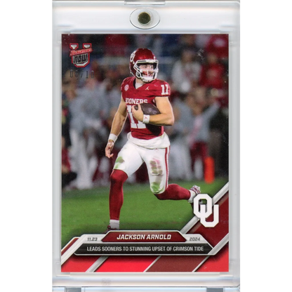 2024 Topps Bowman U Now Jackson Arnold #46 Red #/10 Oklahoma Sooners Rookie RC Football Card | Hall of Fame Sports Memorabilia | vintageantiquesgifts.com