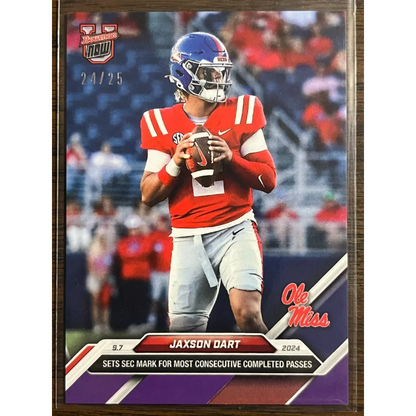 Limited edition Jaxson Dart Ole Miss football card with third party authentication and SEC record