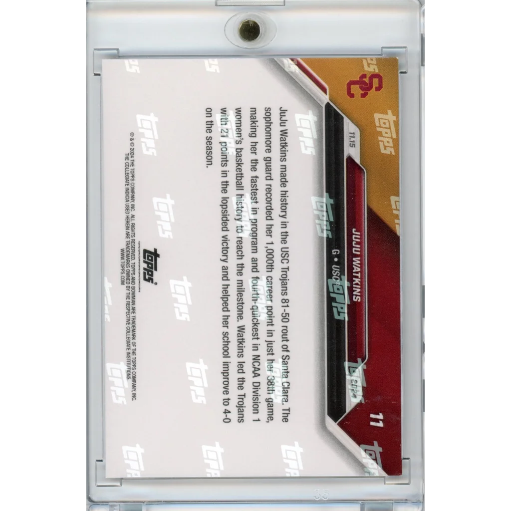 Authenticated Juju Watkins USC Trojans basketball trading card with third party authentication