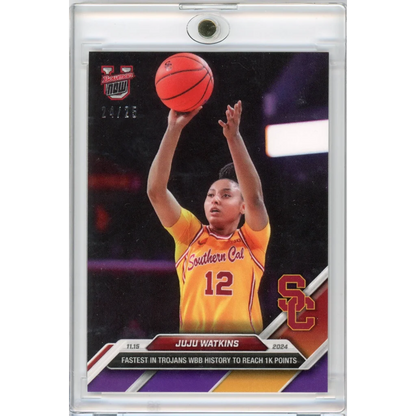 Authenticated JuJu Watkins USC Trojans basketball trading card in protective case with third party authentication