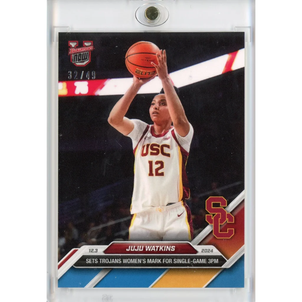 2024 Topps Bowman U Now JuJu Watkins #22 Blue #/49 USC Trojans Rookie RC Basketball Card | Hall of Fame Sports Memorabilia | vintageantiquesgifts.com