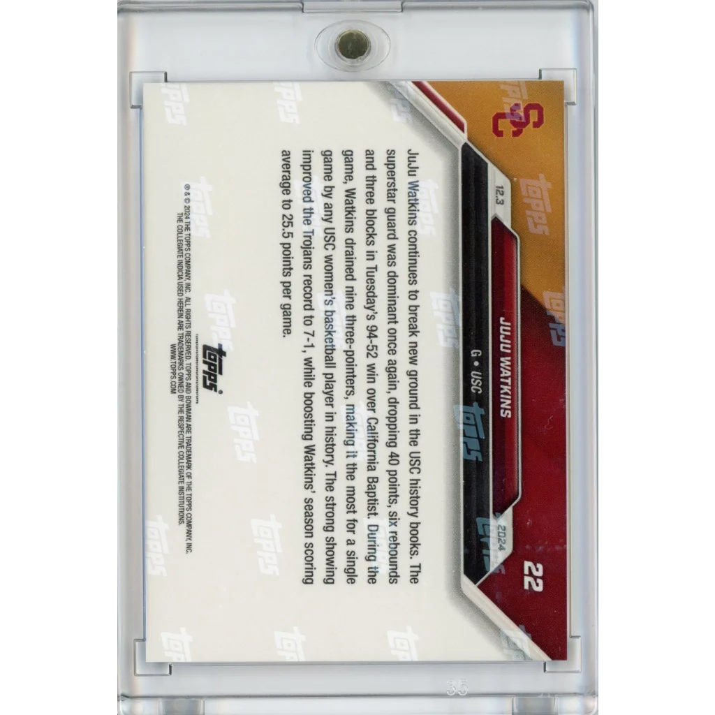 2024 Topps Bowman U Now JuJu Watkins #22 Blue #/49 USC Trojans Rookie RC Basketball Card | Limited Edition /49 Blue Basketball Card | vintageantiquesgifts.com