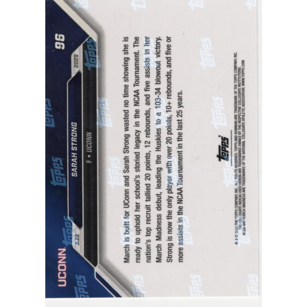 2024 Topps Bowman U Now Sarah Strong #96 Blue /49 UConn Rookie RC Card