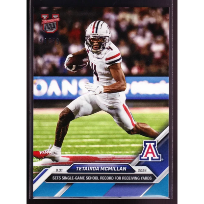 Football trading card of Tetairoa McMillan Arizona Wildcats third party verified by Topps Bowman
