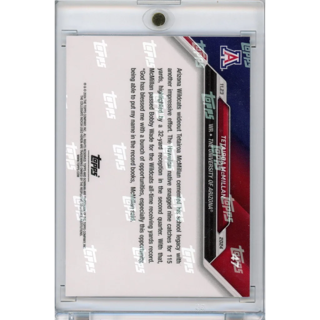 2024 Topps Bowman U Now Tetairoa McMillan #47 Blue #/49 Arizona Wildcats Football Card | Limited Edition /49 Blue Football Card | vintageantiquesgifts.com