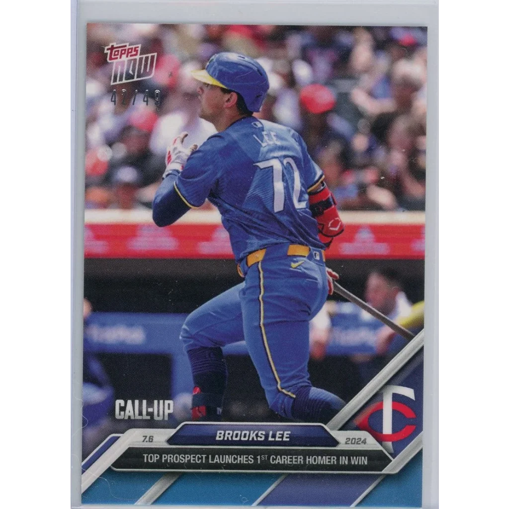 2024 Topps Now Brooks Lee #390 Blue #/49 Minnesota Twins Rookie RC Baseball Card | Hall of Fame Sports Memorabilia | vintageantiquesgifts.com