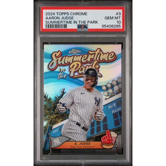 2024 Topps Chrome Aaron Judge PSA graded Yankee Stadium baseball card