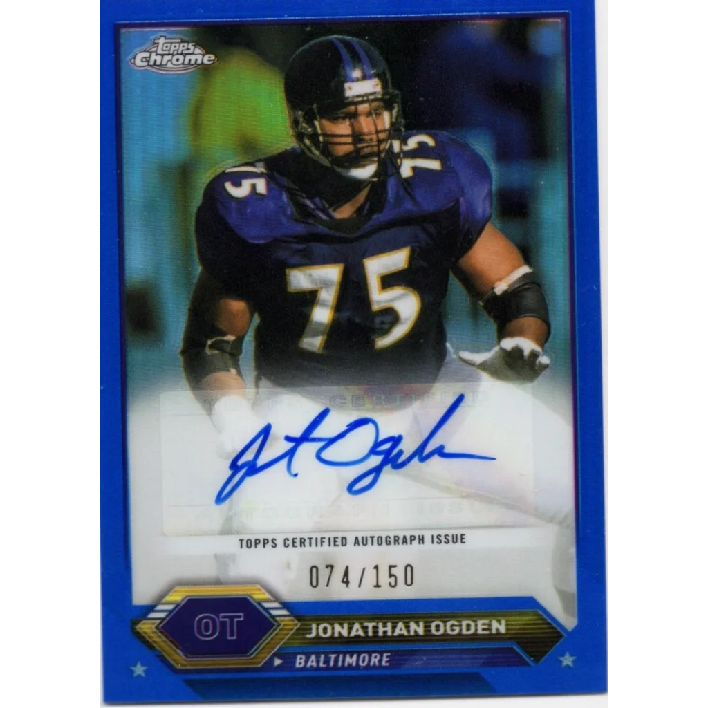 2024 Topps Chrome Composite Jonathan Ogden #TCAJO Blue Auto /150 Baltimore Ravens Football Card
