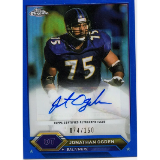 2024 Topps Chrome Composite Jonathan Ogden #TCAJO Blue Auto /150 Baltimore Ravens Football Card