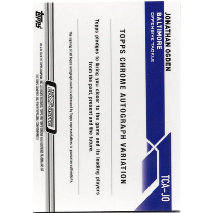 2024 Topps Chrome Composite Jonathan Ogden #TCAJO Blue Auto /150 Baltimore Ravens Football Card