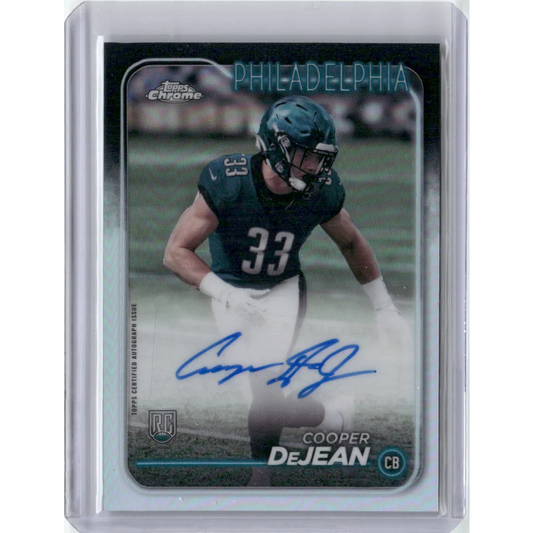 2024 Topps Chrome Silver Refractor Cooper DeJean #RA-CDE Auto Rookie RC Football Card | Hall of Fame Sports Memorabilia | vintageantiquesgifts.com
