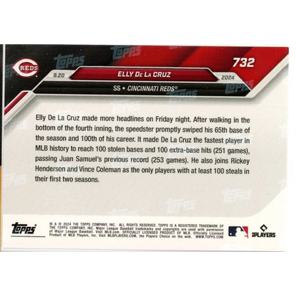 2024 Topps Now Elly De La Cruz #732 Red #/10 Cincinnati Reds Rookie RC Baseball Card | Limited Edition /10 Red Rookie Baseball Card | vintageantiquesgifts.com