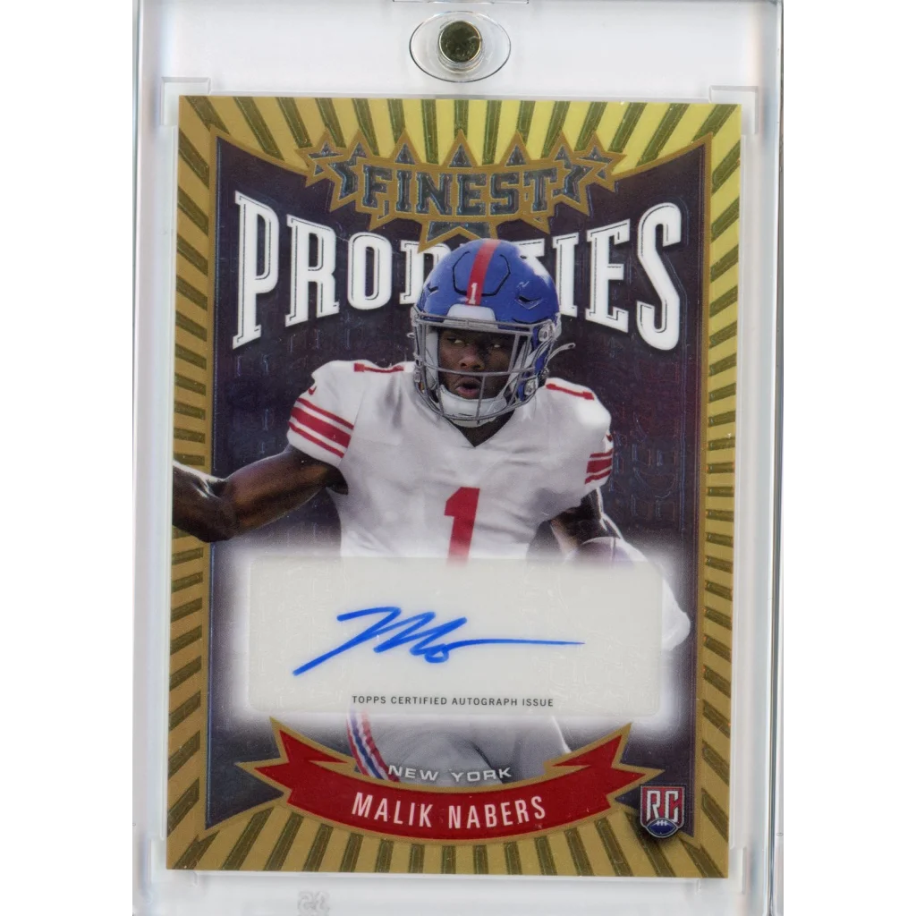 Autographed Malik Nabers Topps Finest Rookies football card with third party authentication