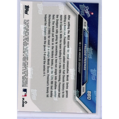 2024 Topps Now Freddie Freeman #880 Red /10 Dodgers Card