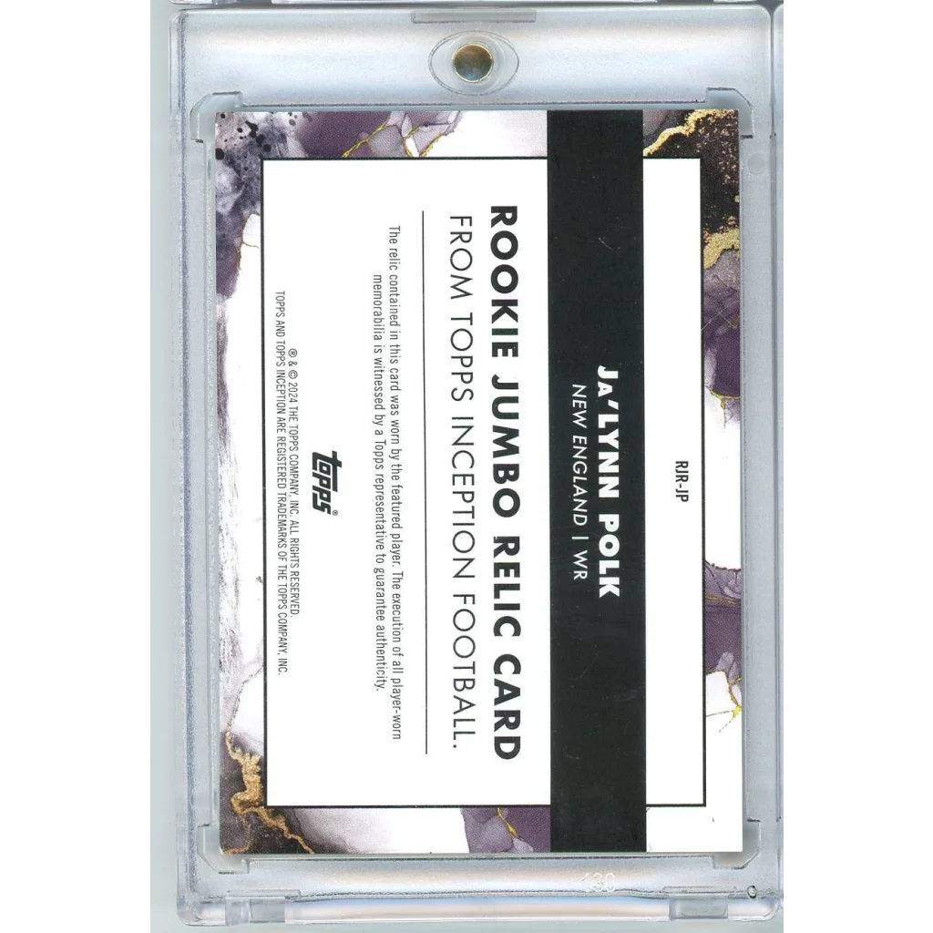 2024 Topps Inception Ja'Lynn Polk #RJR-JP /150 Jumbo Relic Rookie RC Football Card | Limited Edition /150 Jumbo Relic Football Card | vintageantiquesgifts.com
