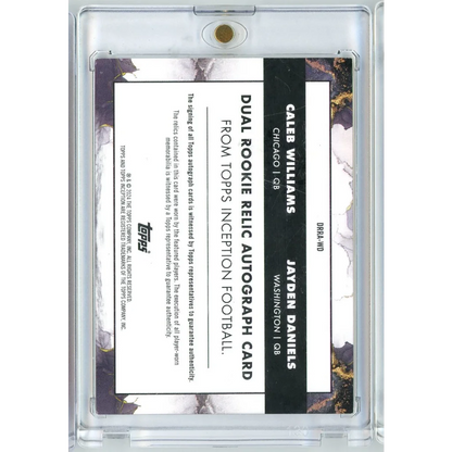 Caleb Williams Jayden Daniels dual rookie relic autograph football card with third party authentication