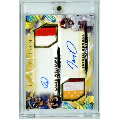 Dual autograph and patch football card of Caleb Williams and Jayden Daniels with third party authentication
