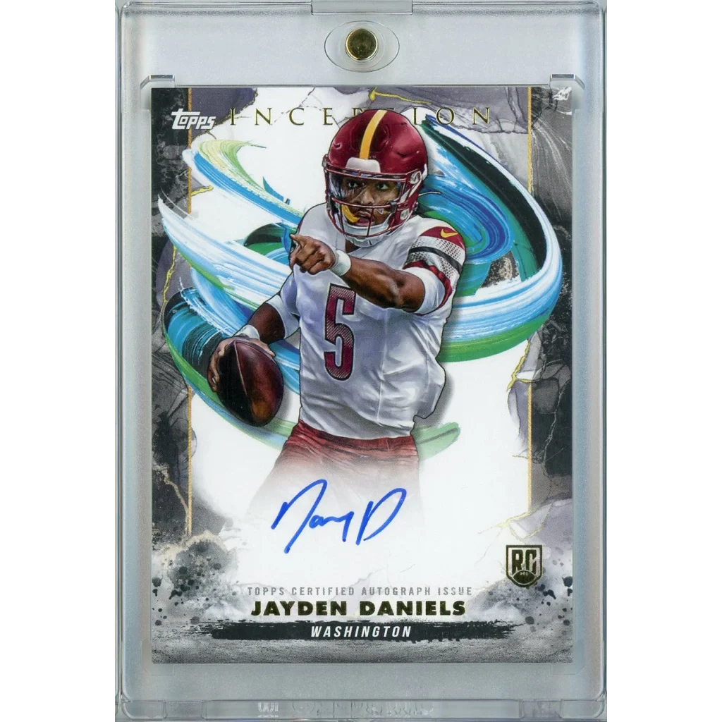 2024 Topps Inception Jayden Daniels #RA-JD Auto Washington Commanders Rookie RC Football Card | Hall of Fame Sports Memorabilia | vintageantiquesgifts.com