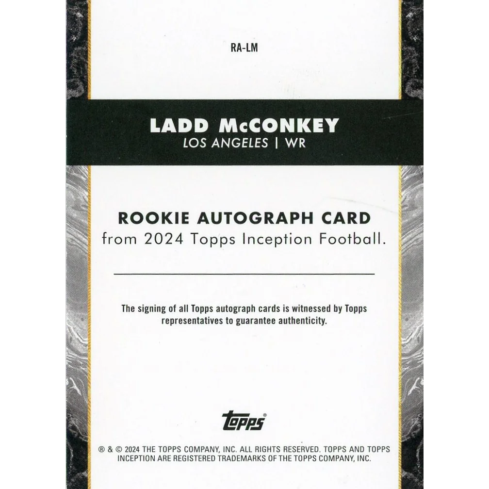2024 Topps Inception Ladd McConkey rookie auto card with third party authentication