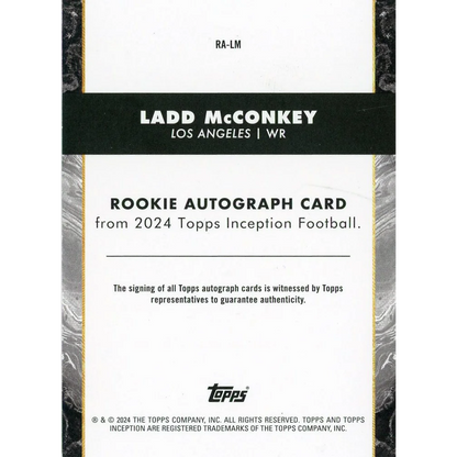 2024 Topps Inception Ladd McConkey rookie auto card with third party authentication